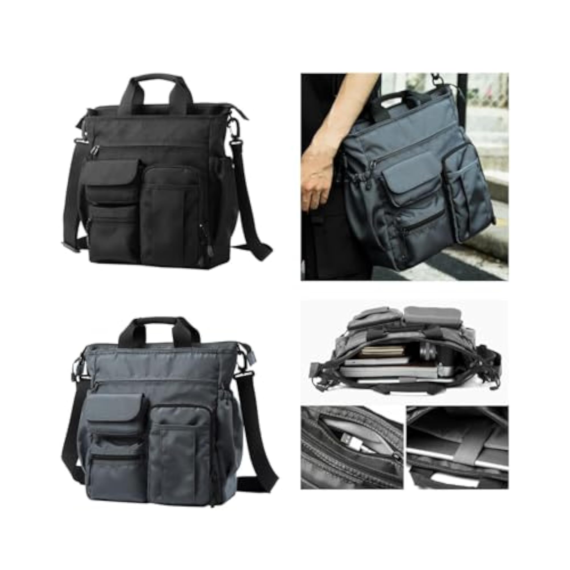 Men's Portable Black Briefcase Shoulder Bag for Husband